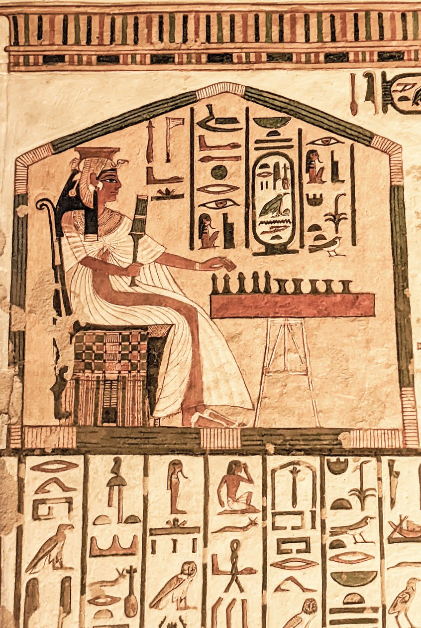 Nefertari hraje senet (nástěnná malba) od Egyptian 19th Dynasty