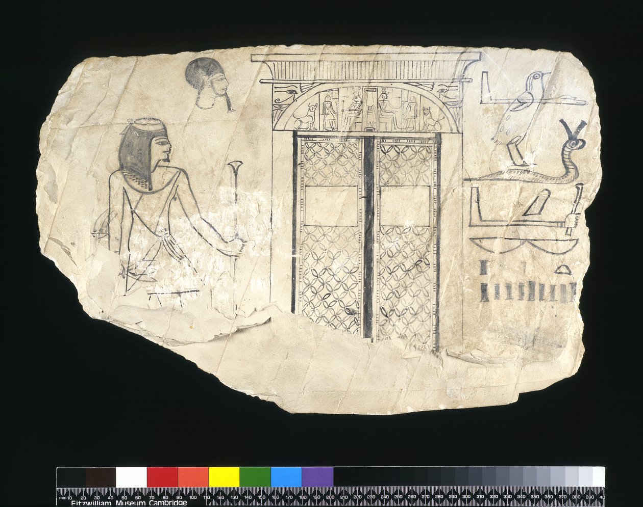Ostrakon, Nová říše, asi 1295-1186 př. n. l. (malovaný vápenec) od Egyptian 19th Dynasty