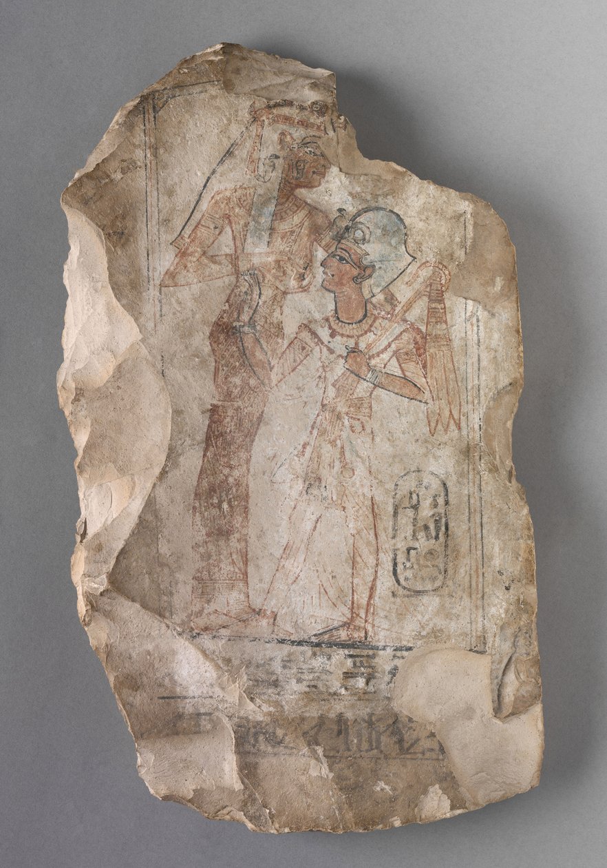 Ostracon: Ramesses II Suckled by a Goddess, asi 1279-1213 př.nl od Egyptian 19th Dynasty