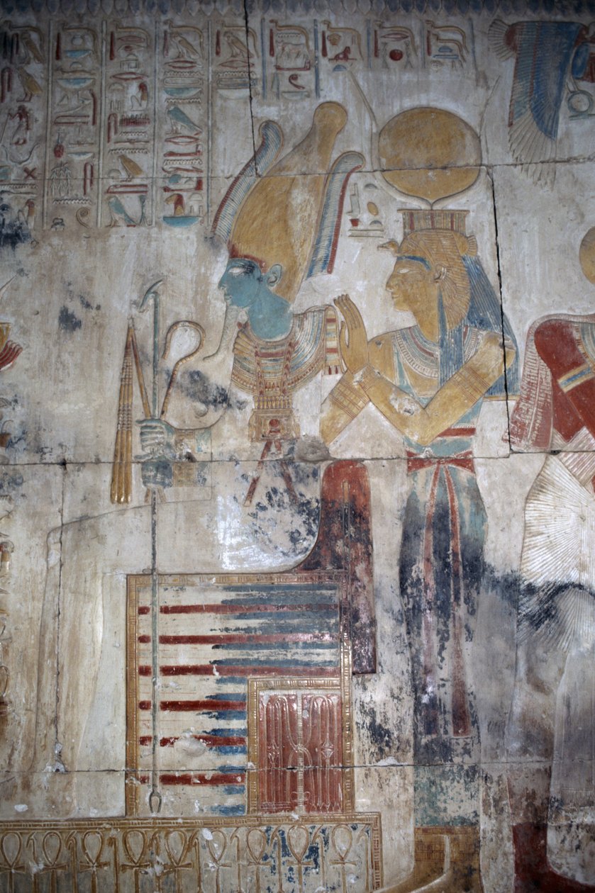 Malovaný reliéf, Osirisova kaple, chrám Setiho I. od Egyptian 19th Dynasty