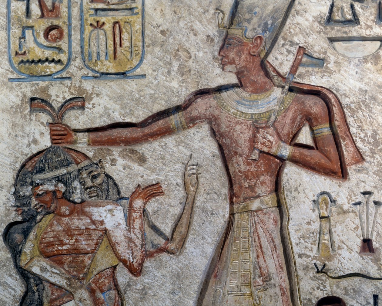 Ramesses II drží vězně za vlasy, Detail, Egyptská civilizace, Nová říše, Dynastie XIX od Egyptian 19th Dynasty