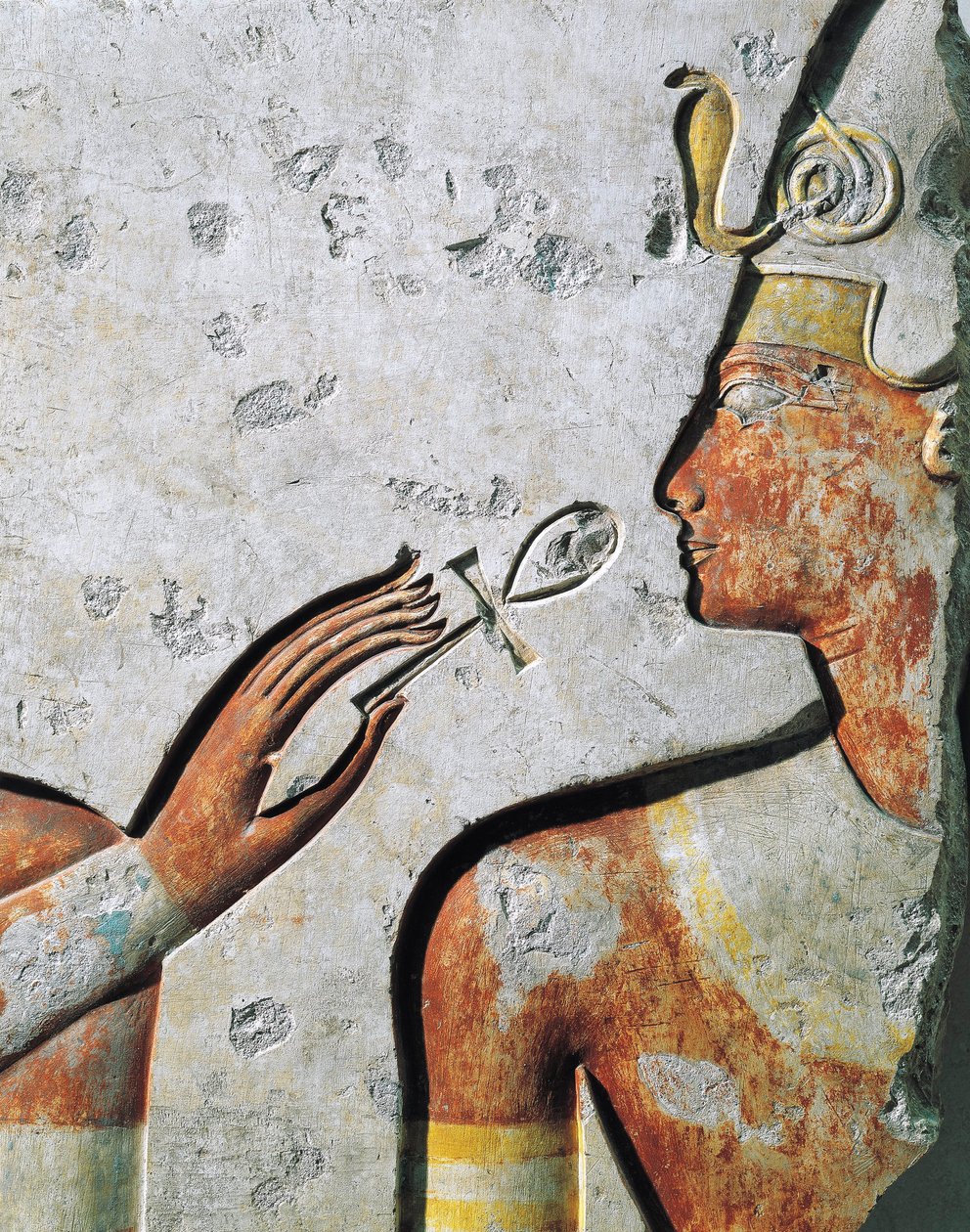Ramses II. při obřadu otevírání úst, basreliéf, z malého chrámu postaveného faraonem v Abydosu od Egyptian 19th Dynasty