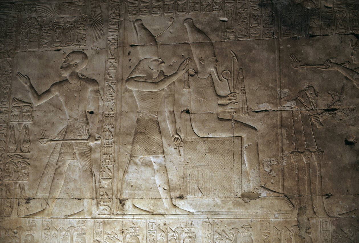 Reliéf, Chrám Setiho I., Abydos, Egypt, Egyptská civilizace, Nová říše, Dynastie XIX (foto) od Egyptian 19th Dynasty