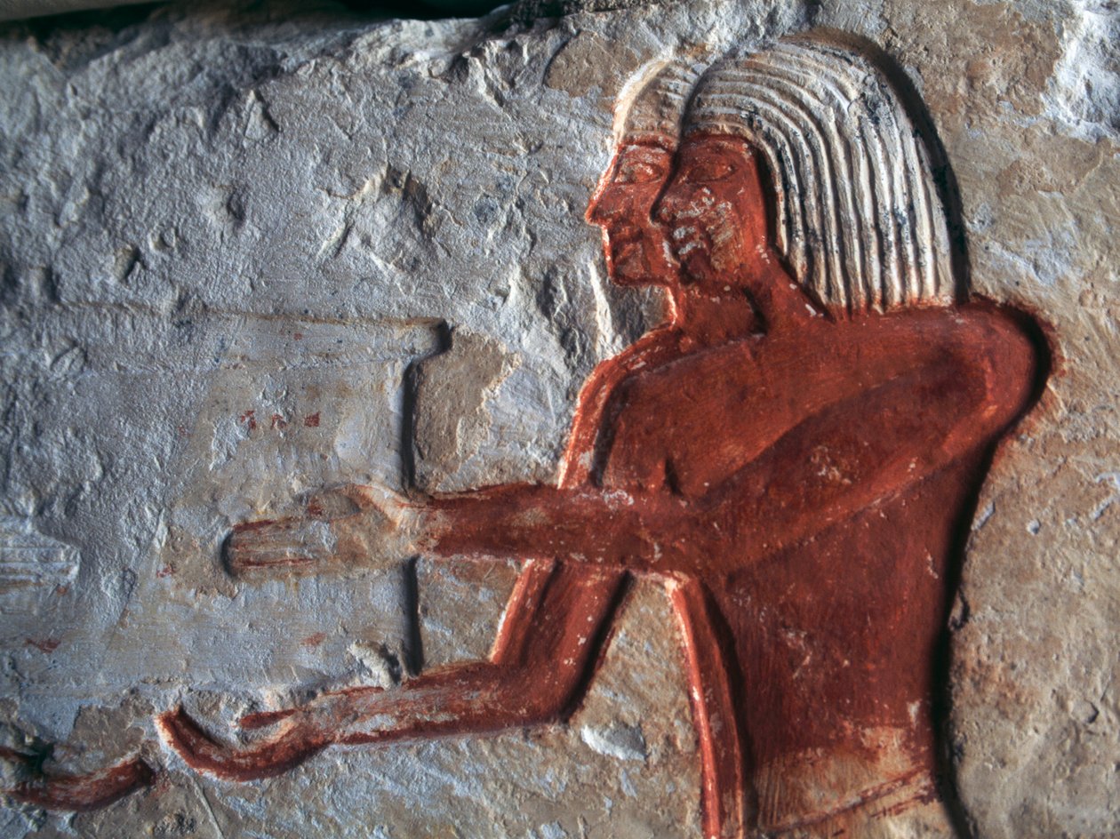 Reliéf zobrazující nosiče, Leteyina hrobka, Sakkára, Egypt, Egyptská civilizace, Nová říše, Dynastie XIX od Egyptian 19th Dynasty