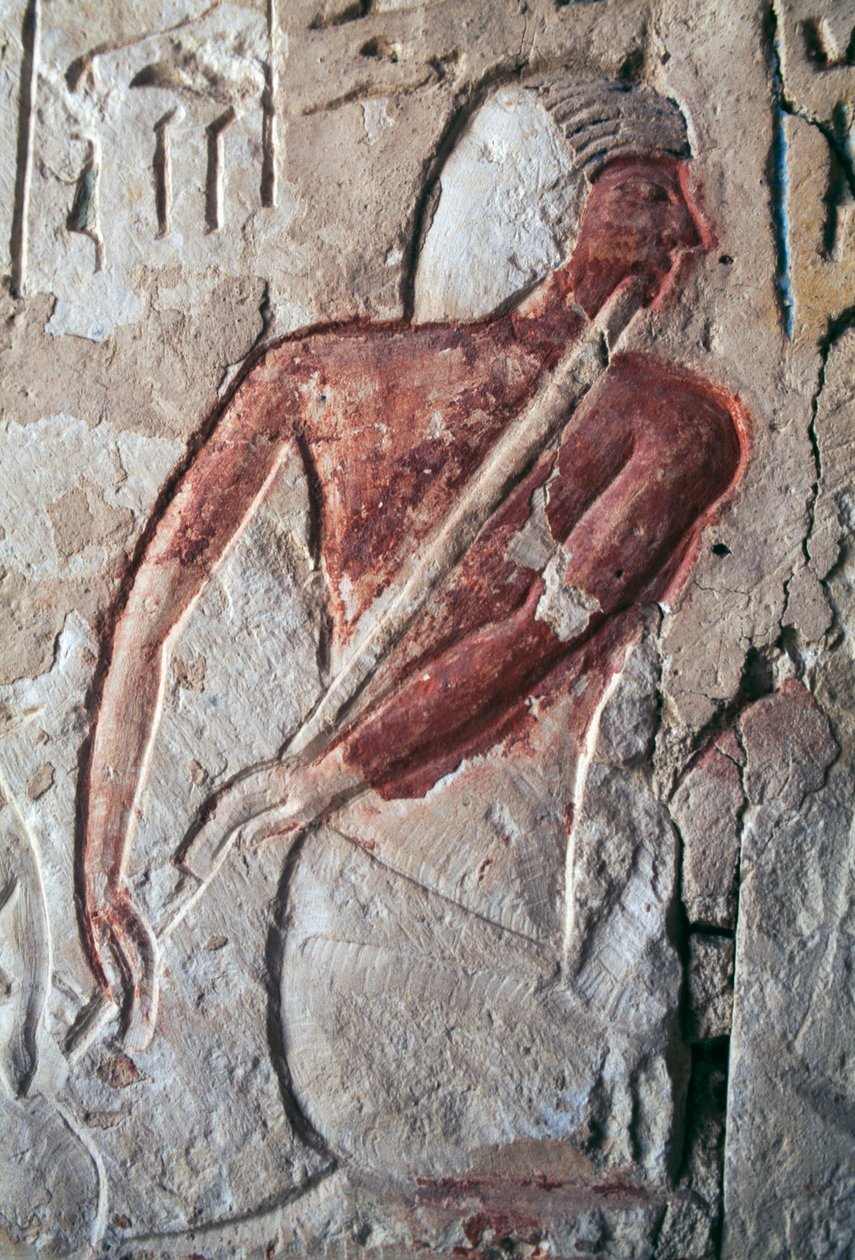 Reliéf hráče na flétnu, Leteyina hrobka, Sakkára, Egypt, Egyptská civilizace, Nová říše, 19. dynastie od Egyptian 19th Dynasty