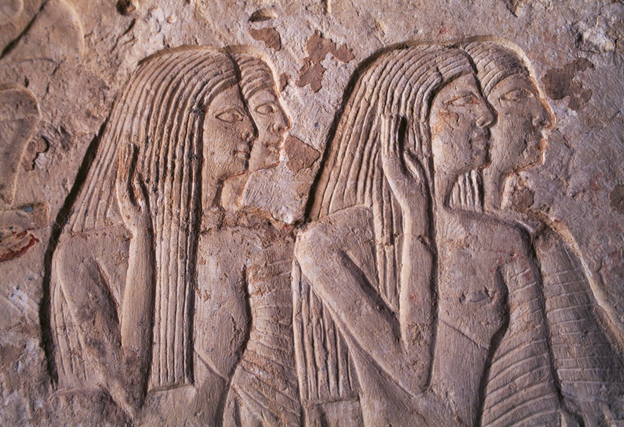 Reliéf zobrazující skupinu žen, Leteyina hrobka, Sakkára, Egypt, Egyptská civilizace, Nová říše, Dynastie XIX od Egyptian 19th Dynasty