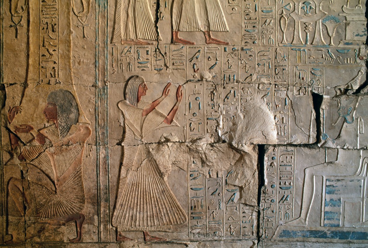 Reliéf z hrobky Netcherouymese, vysokého úředníka Ramsese II, Sakkára, Egyptská civilizace, Nová říše, Dynastie XIX od Egyptian 19th Dynasty
