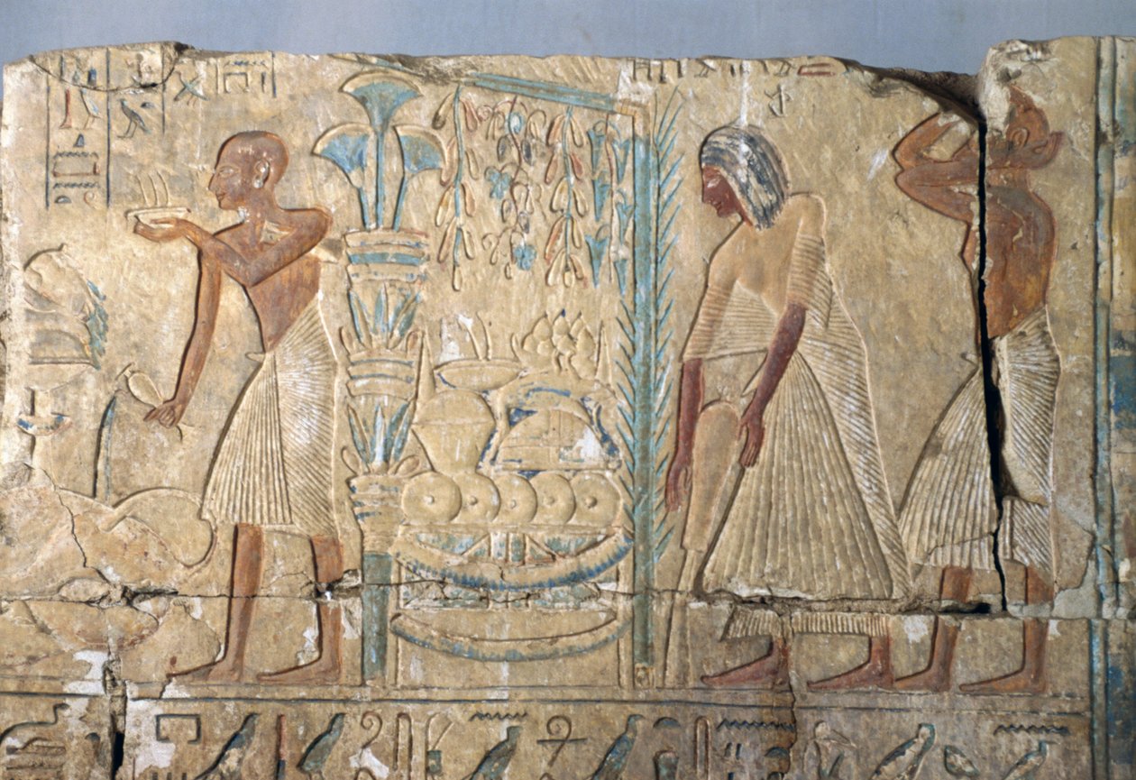 Reliéf z hrobky Netcherouymese, vysokého úředníka Ramsese II, Sakkára, Egypt, Egyptská civilizace, Nová říše, Dynastie XIX od Egyptian 19th Dynasty
