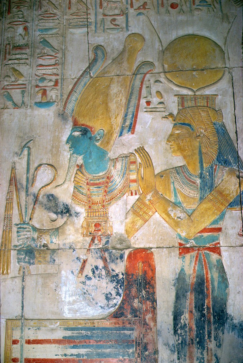 Reliéf Osirise a Isis, Nová říše (nástěnná malba) od Egyptian 19th Dynasty