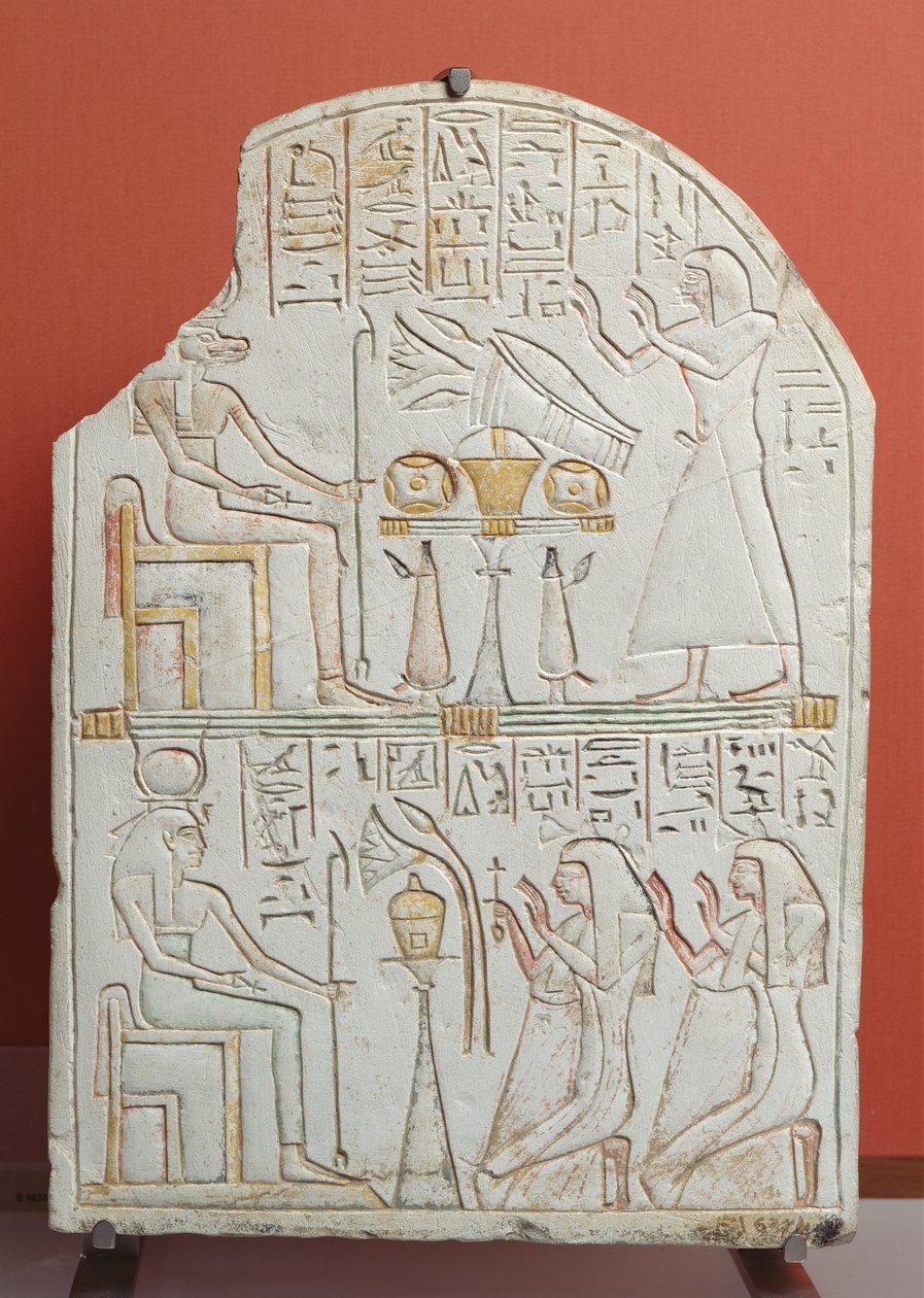 Stela z Penboui, strážkyně Deir el-Medina, z Théb, Nová říše (malovaný kámen) od Egyptian 19th Dynasty