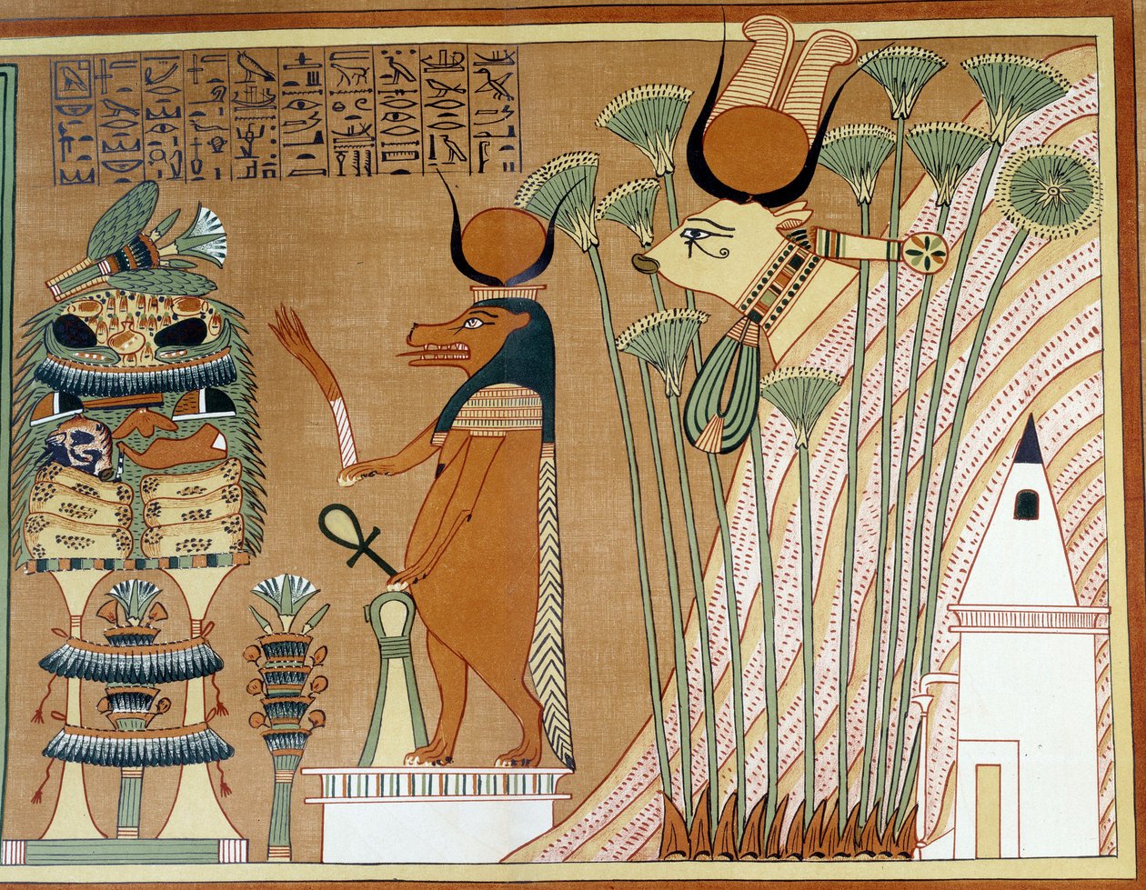 Thúeris a Hathor v papyru. Kolegium je podobné papyru Ani z Théb. od Egyptian 19th Dynasty