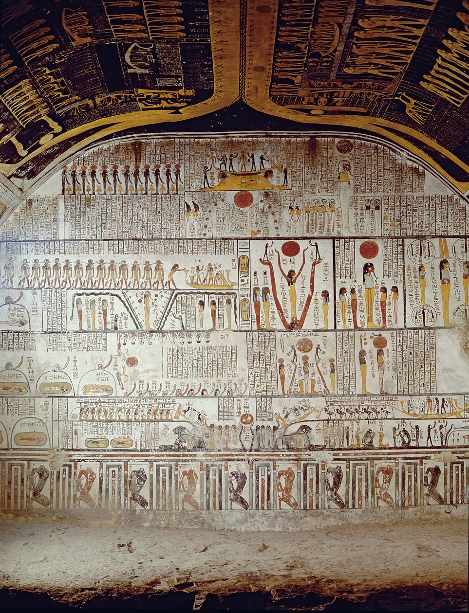Detail Knihy Země, z pohřební komory hrobky Ramesse VI. (r.1143-1136 př.nl) Nová říše (nástěnná malba) od Egyptian 20th Dynasty