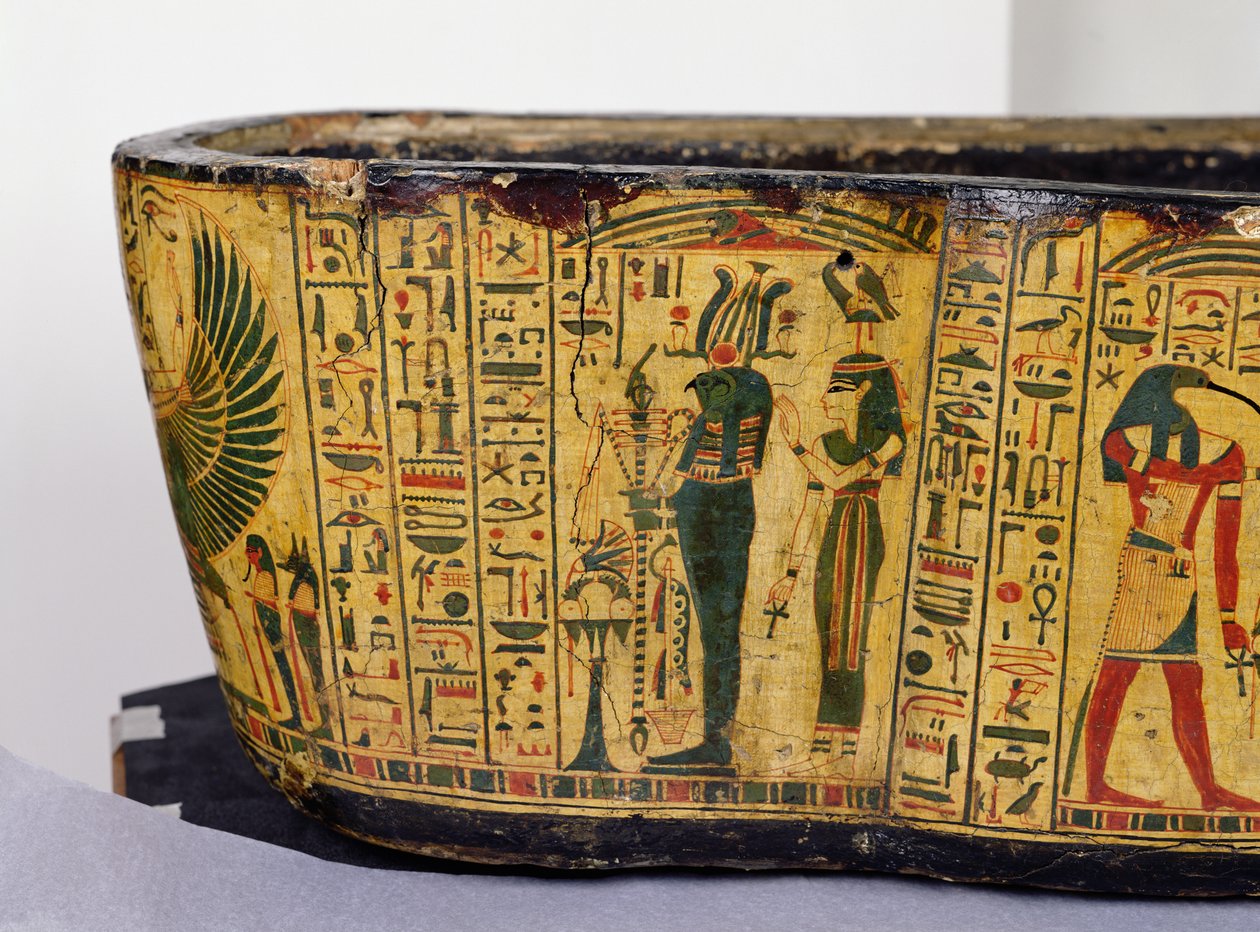 Detail vnější základny rakve mumie Nesjamuna, pravděpodobně nalezené v Deir El-Bahri, Nová říše, cca 1100 př. n. l. (lakované dřevo) od Egyptian 20th Dynasty