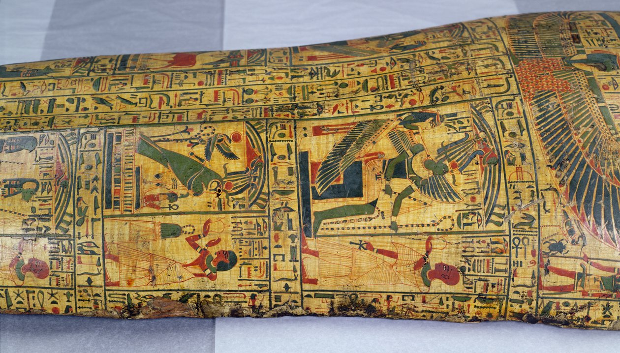 Detail vnějšího víka rakve mumie Nesjamuna, pravděpodobně nalezeného v Deir El-Bahri, Nová říše, cca 1100 př. n. l. (lakované dřevo) od Egyptian 20th Dynasty