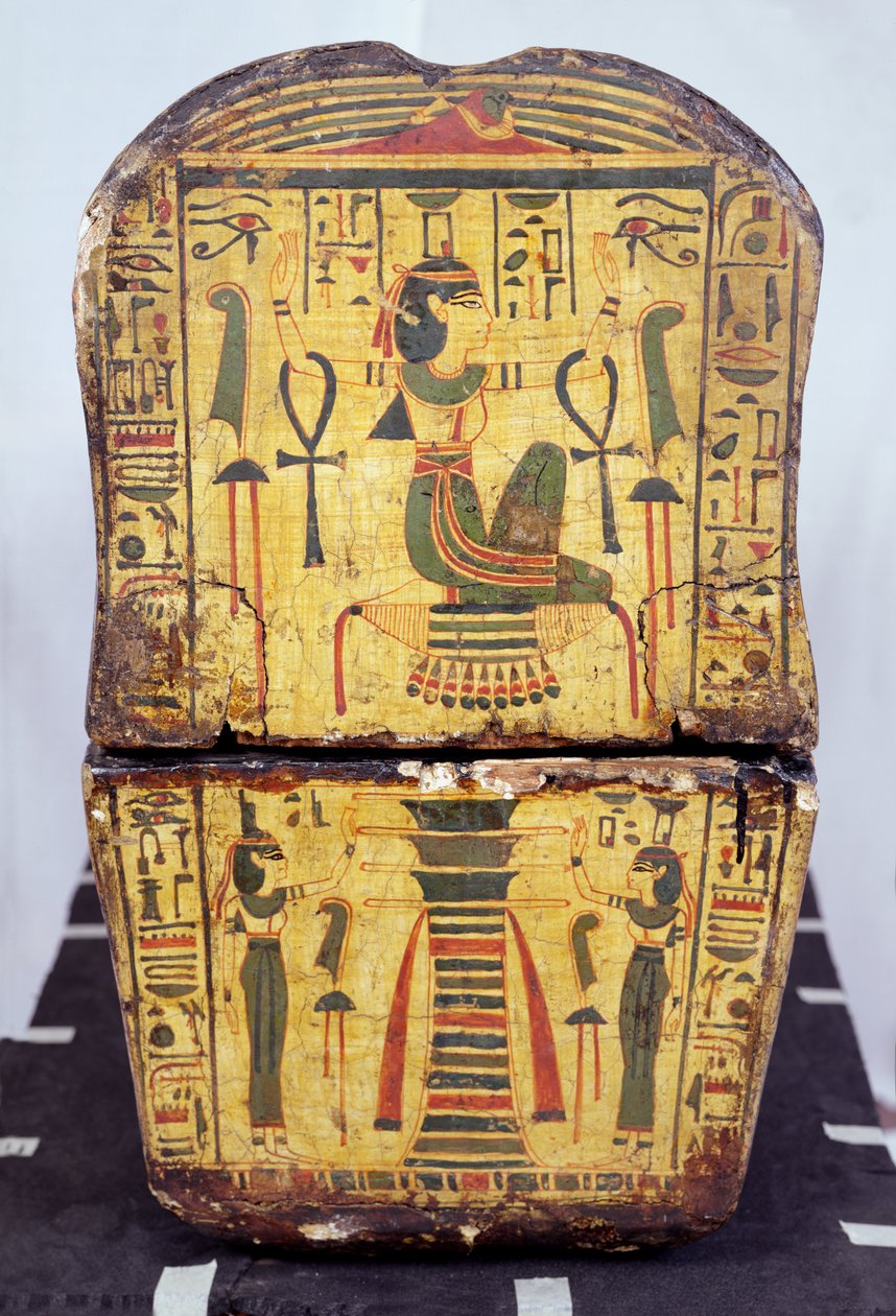Konečný pohled na rakev mumie Nesjamuna, možná nalezená v Deir El-Bahri, Nová říše, cca 1100 př. n. l. (lakované dřevo) od Egyptian 20th Dynasty
