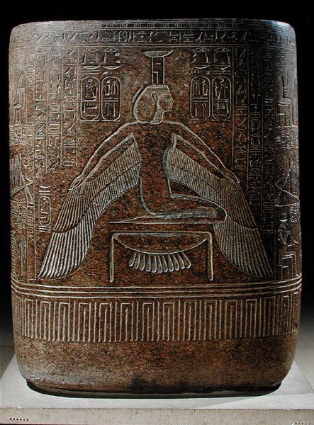 Nephthys chránící faraona před sarkofágem Ramesse III. (asi 1854-1153 př.nl) z jeho hrobky v Údolí králů, Nová říše (růžová žula) od Egyptian 20th Dynasty