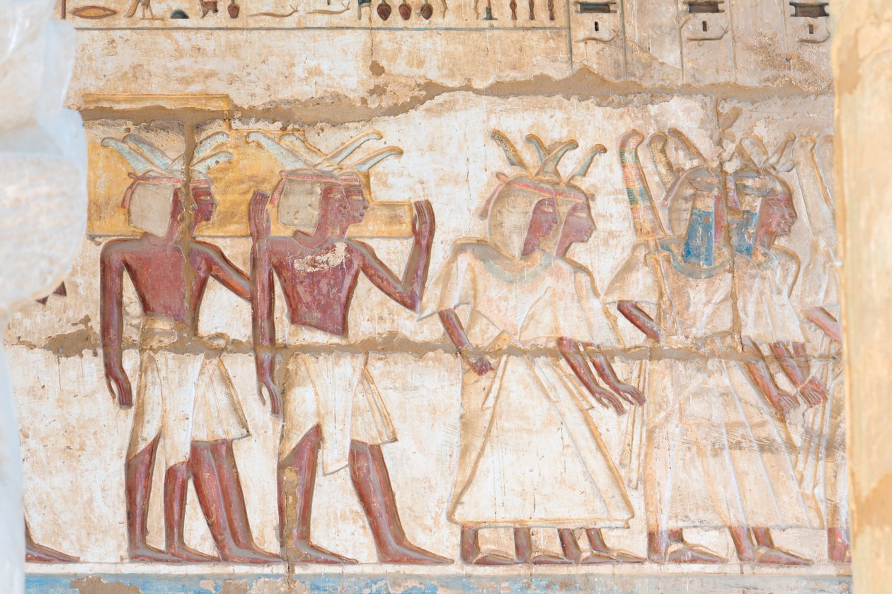Malovaný reliéfní obraz na klenbě od Egyptian 20th Dynasty