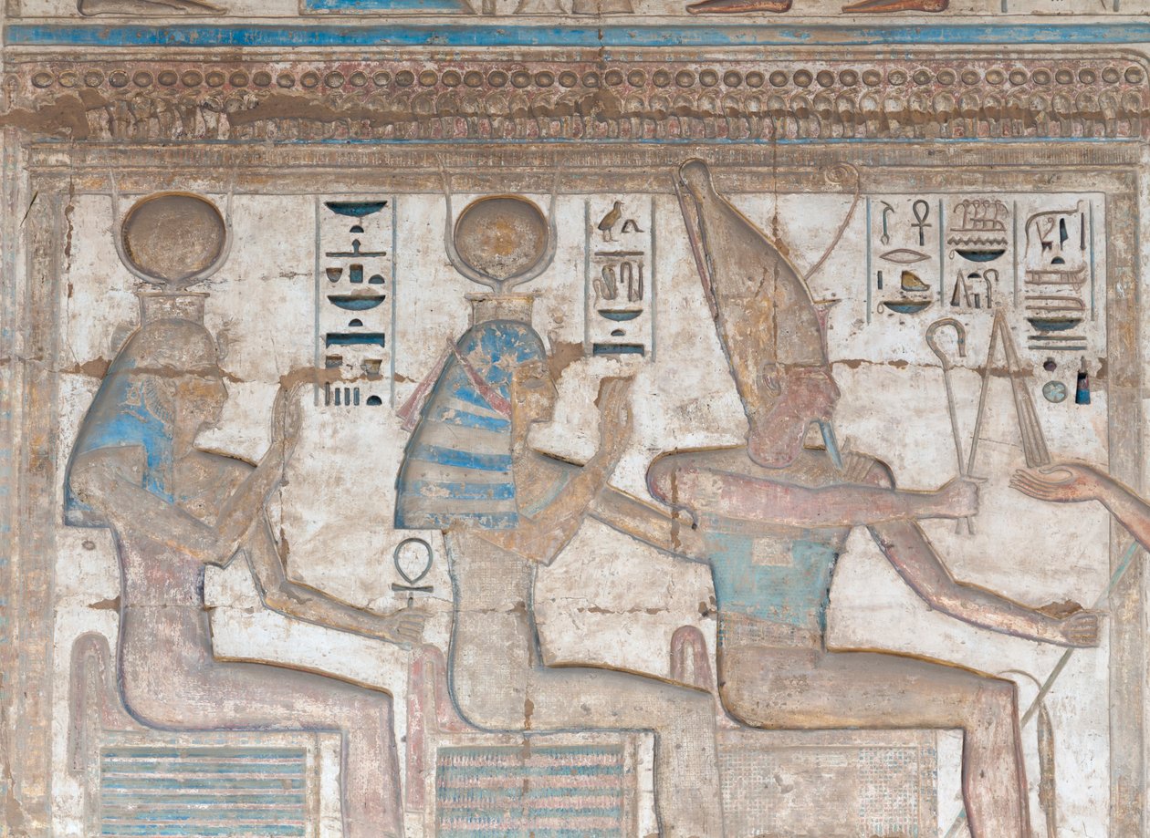 Seinään maalattu reliefikuva od Egyptian 20th Dynasty