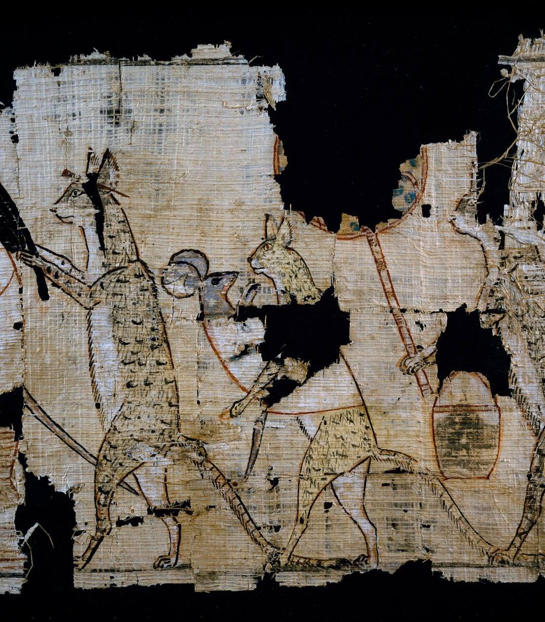 Papyrus zobrazující satirickou scénu, cca 1100 př.nl, pocházející z doby vlády Ramesse IX., Detail, Egyptská civilizace, Nová říše, Dynastie XX od Egyptian 20th Dynasty
