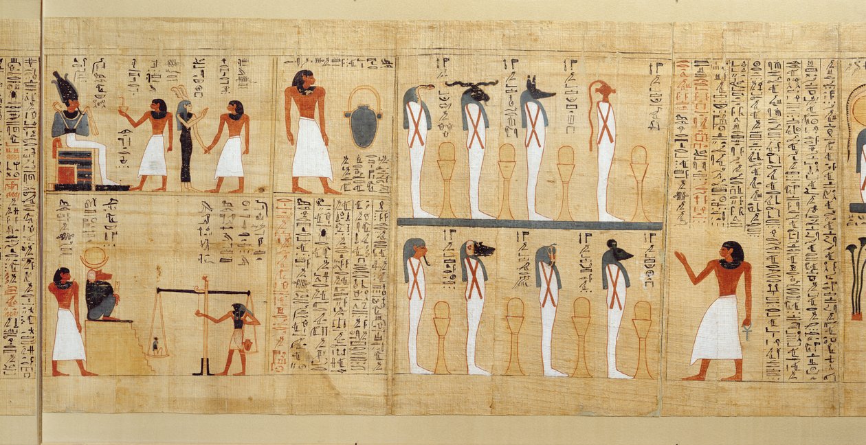 Mytologický papyrus z Imenemsaoufu, třetí přechodné období, cca 1000 př. n. l. (malovaný papyrus) (detail) od Egyptian 21st Dynasty