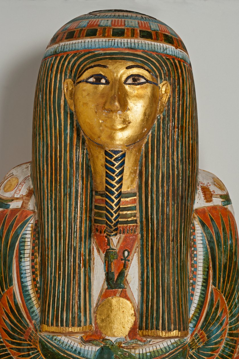 Pohřební výbava. Rakev hlavního kněze v Karnaku, Nekht-ef-Mut, 924-889 př. n. l. (malované dřevo) od Egyptian 22nd Dynasty