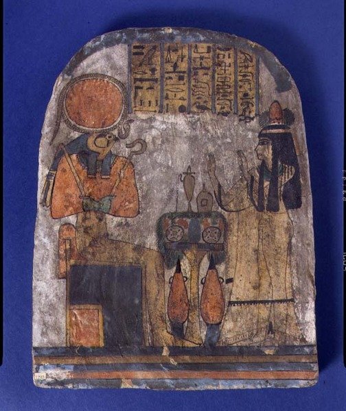Votivní památník Tentesamuna, pěvkyně Amun, z Théb, třetí přechodné období (malované dřevo) od Egyptian 22nd Dynasty