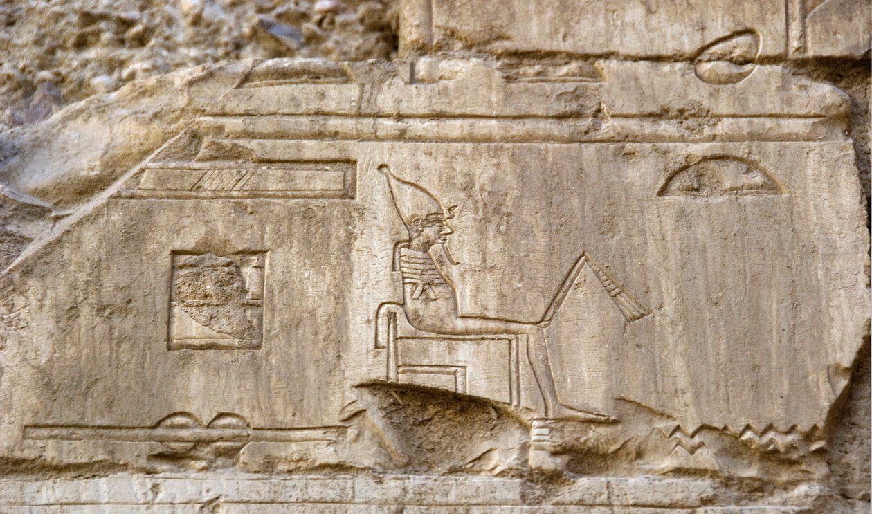 Egyptský starověk: reliéf představující božstvo Osiris. Hrobka Ankh-Hor (Ankh Hor) (TT414) (26. dynastie, 672-525 př. n. l.), Luxor (Théby), Egypt od Egyptian 26th Dynasty