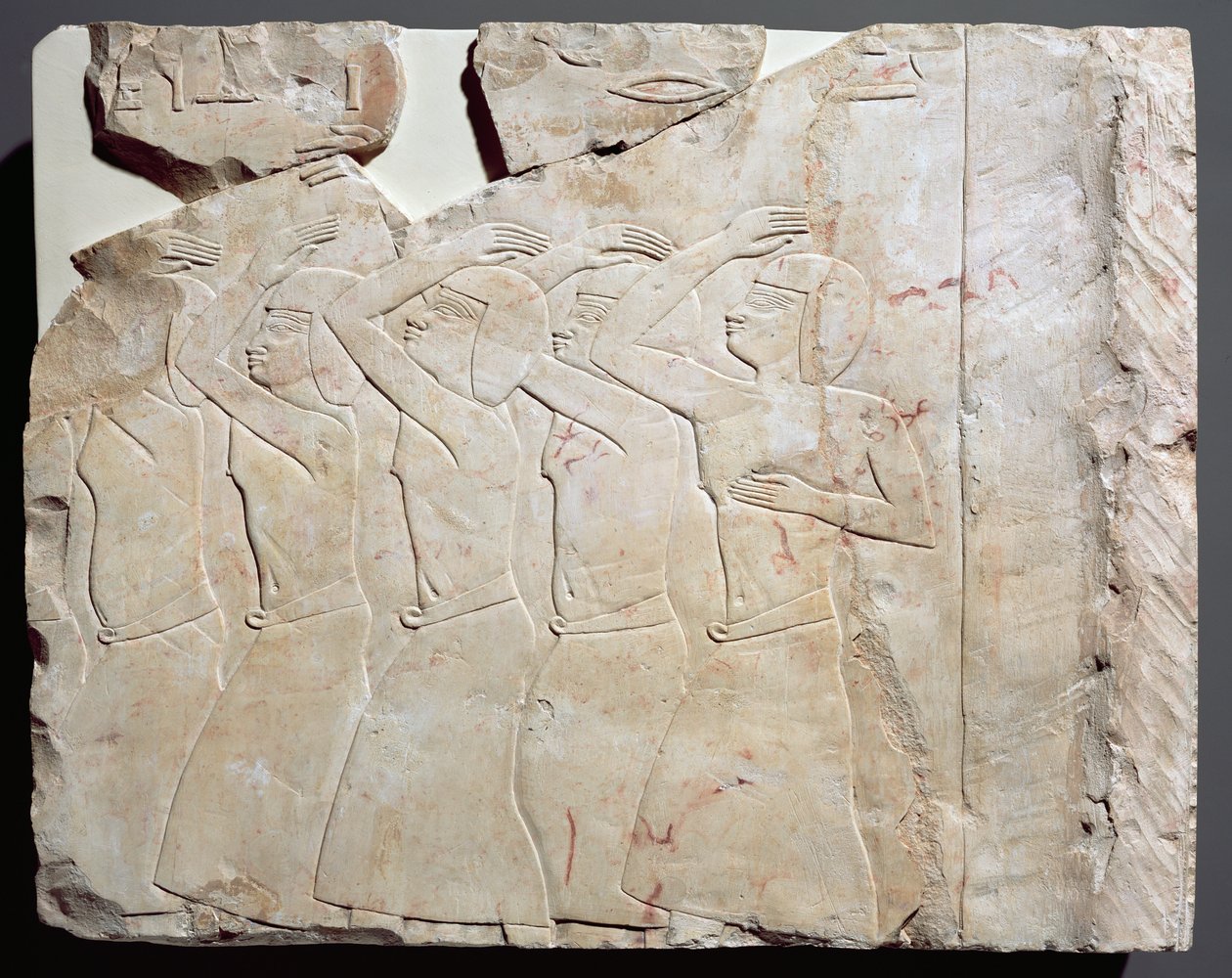 Reliéf z hrobky Nes-Peka-Shuty, Deir El-Bahri, Théby, detail z pravého konce druhého registru, období Saite, cca 656-610 př.nl (vápenec) od Egyptian 26th Dynasty