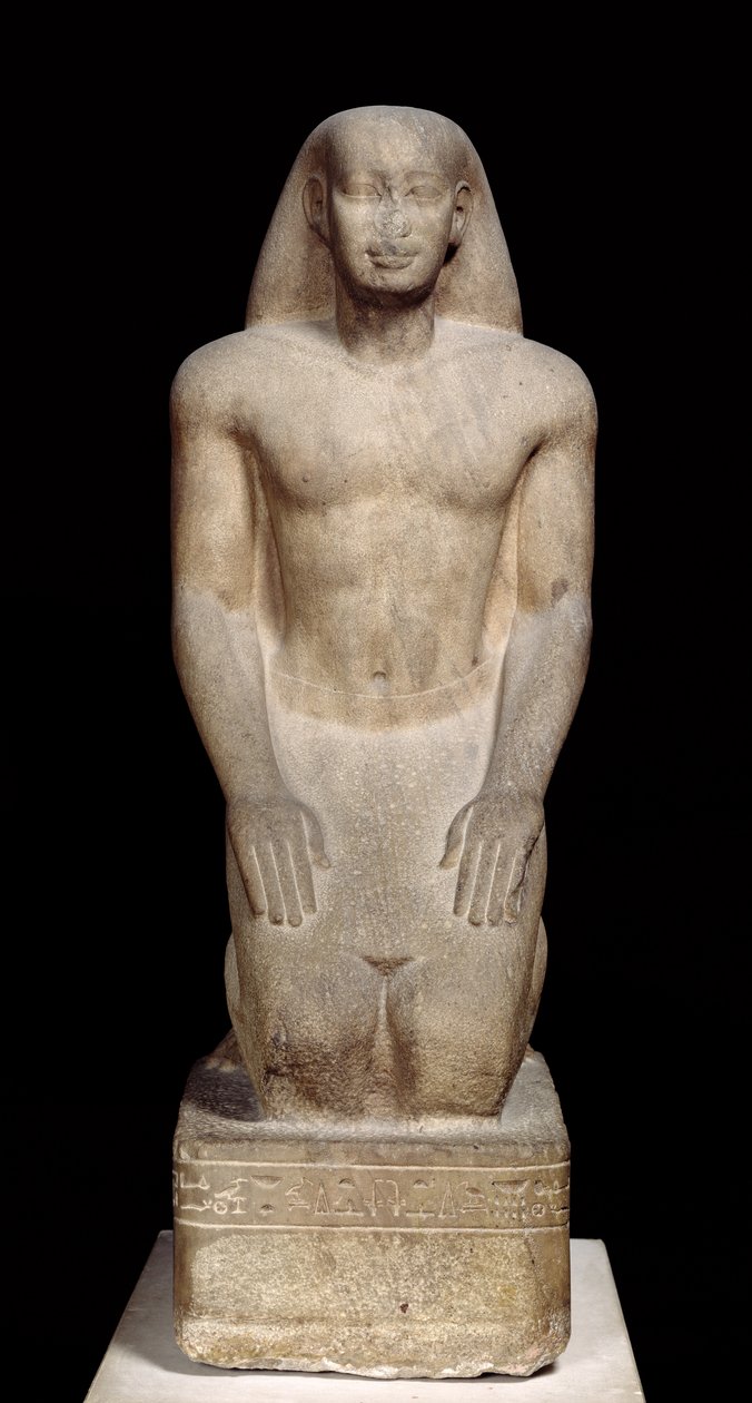 Socha klečícího Nachtorheba, období Saitů, asi 595-589 př. n. l. (kvarcit) (viz také 105657 a 280065) od Egyptian 26th Dynasty