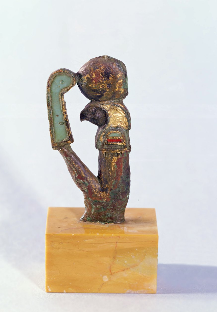 Bůh Re, období Saite (bronz a zlato pokryté skleněnou pastou) od Egyptian 26th Dynasty