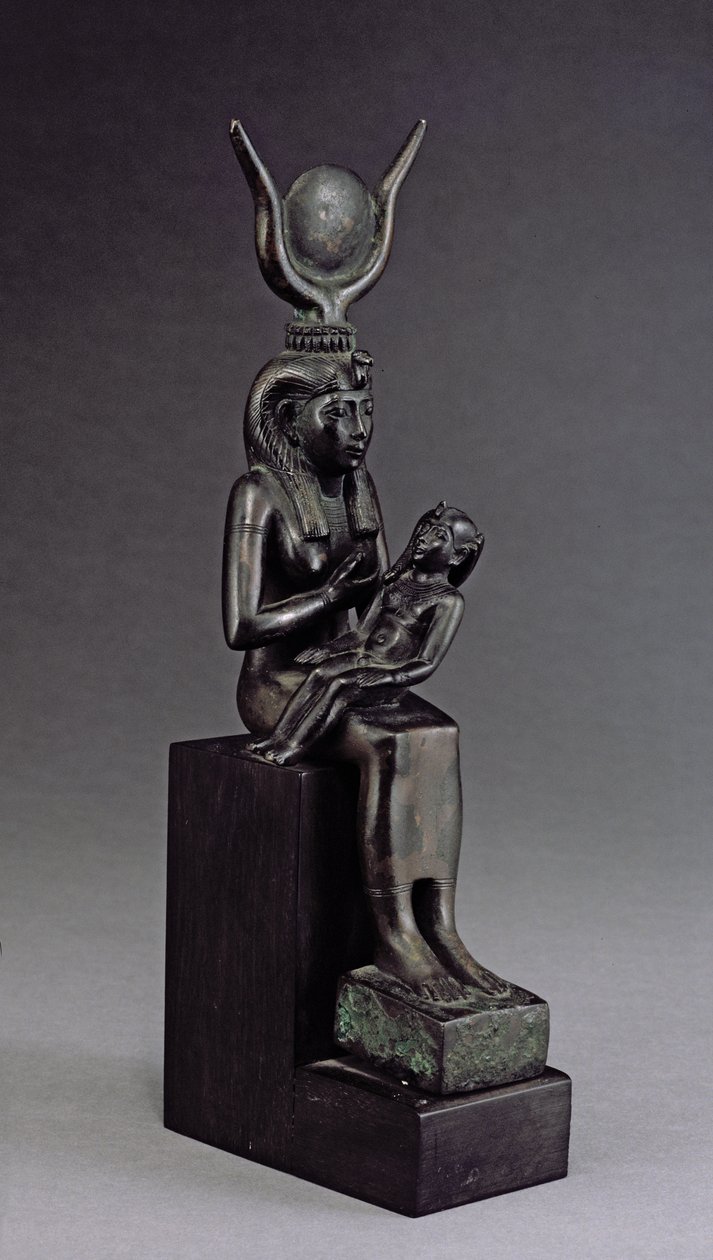 Bohyně Isis kojící nemluvně Hóra, Pozdní období (bronz) od Egyptian 26th Dynasty