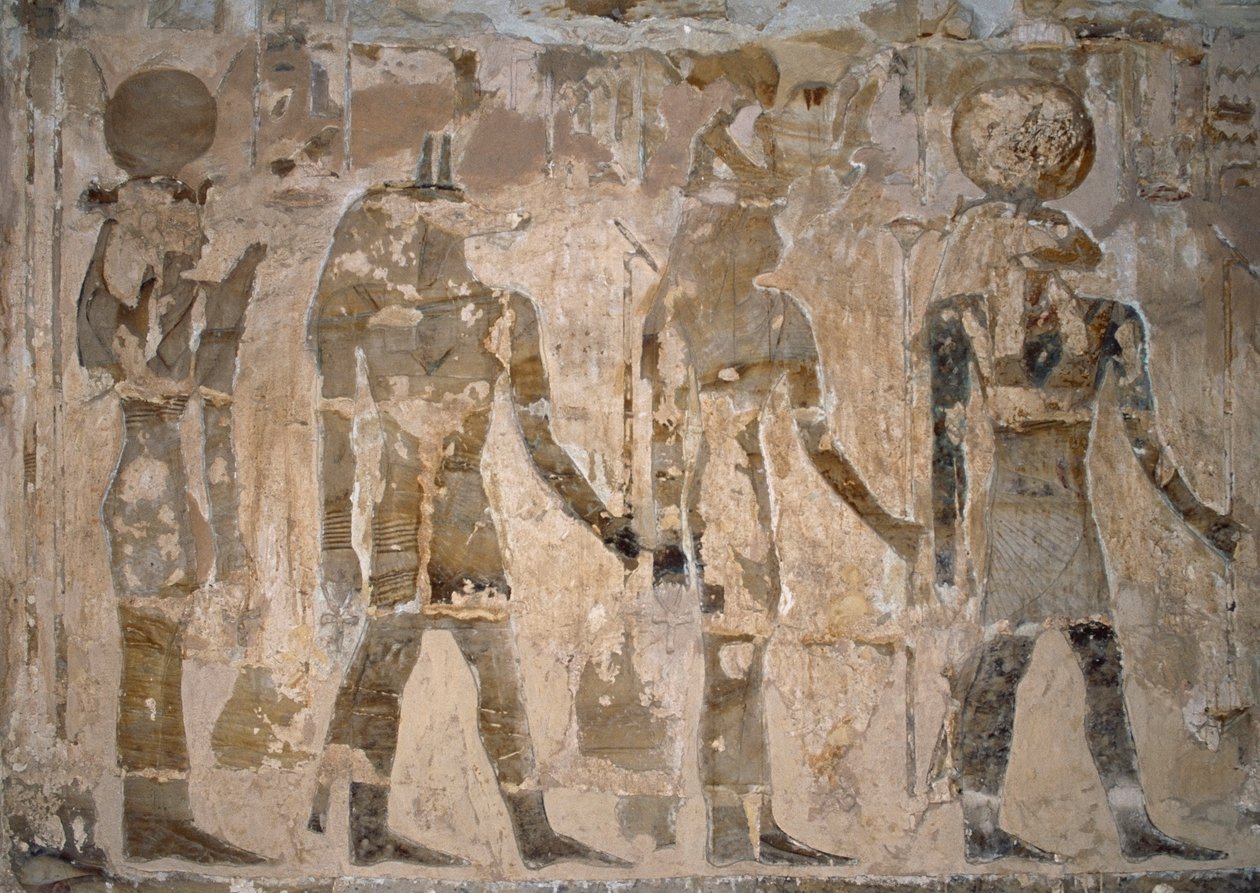 Nástěnné malby, chrám Ain El Meftla, oáza Bahariya, Gíza, Egypt, 26. dynastie (663-525 př.nl) od Egyptian 26th Dynasty