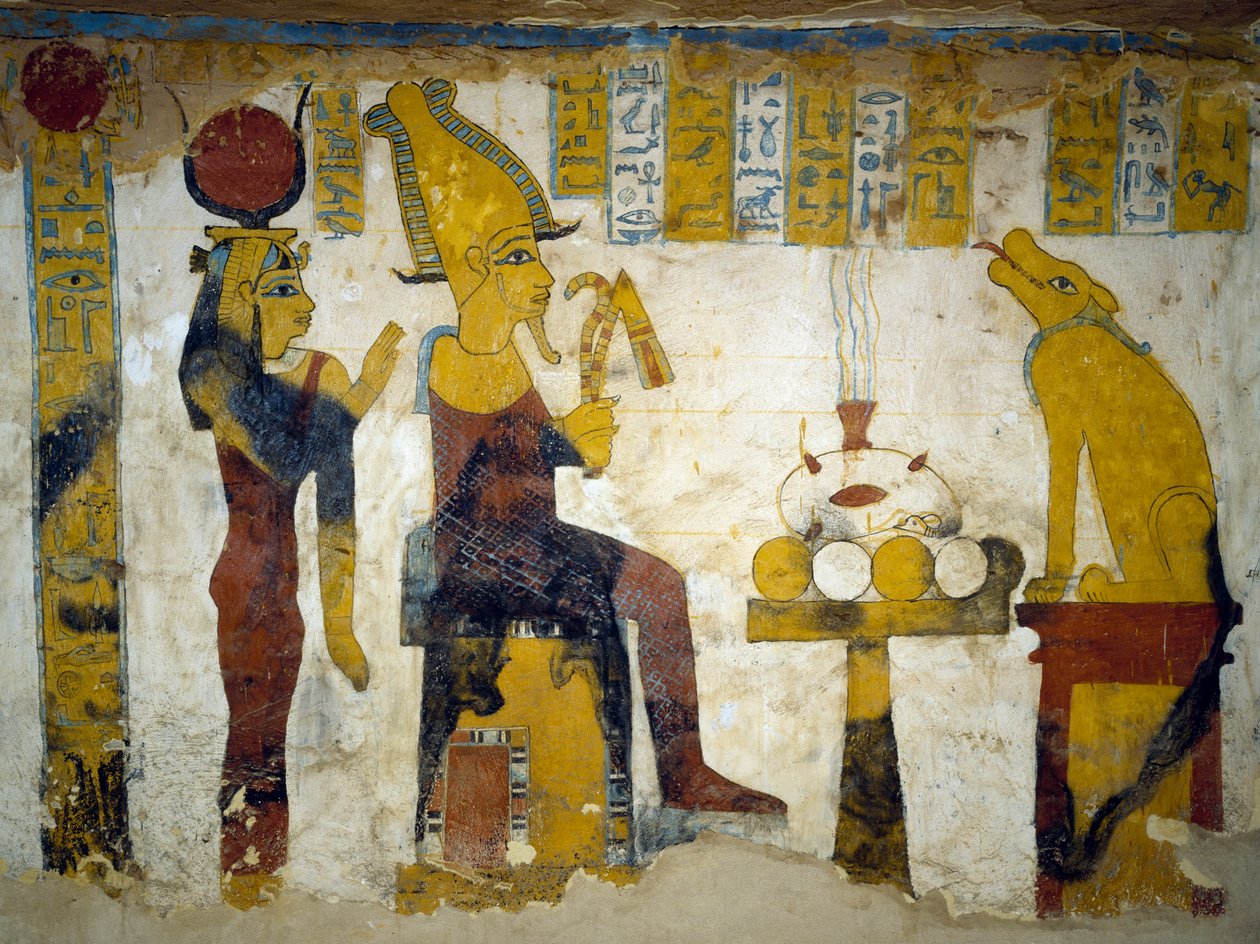 Nástěnné malby z pohřební komory Tomb of Pa Nentwy, Bahariya Oasis, Gíza, Egypt. Egyptská civilizace, 26. dynastie, 663-525 př.nl. od Egyptian 26th Dynasty