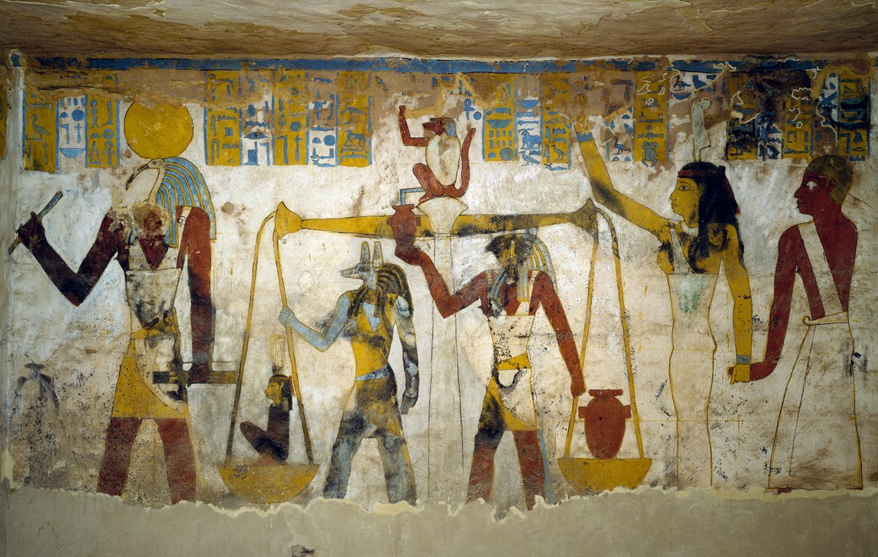 Nástěnné malby z pohřební komory Tomb of Pa Nentwy, Bahariya Oasis, Gíza, Egypt. Egyptská civilizace, 26. dynastie, 663-525 př.nl. od Egyptian 26th Dynasty