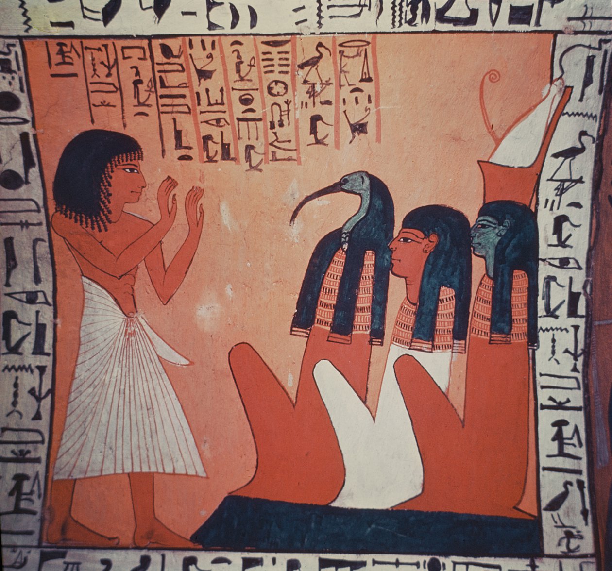 Hrobová malba zobrazující zesnulé před Osirisem, Isidou a Thótem od Egyptian 2nd Dynasty