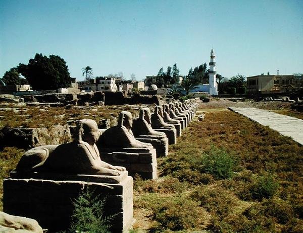 Avenue of Sphinxes, přidal Nectanebo I (380-362 př.nl) Pozdní období od Egyptian 30th Dynasty