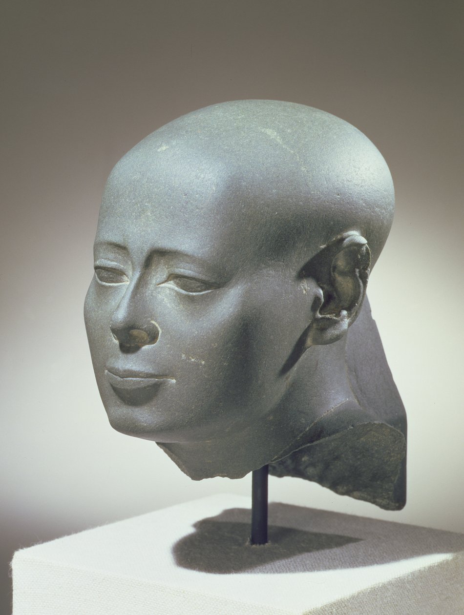 Vedoucí Wesirwer, prorok z Montu, z Cachette v okrsku Amun, Karnak, pozdní období (zelená břidlice) od Egyptian 30th Dynasty