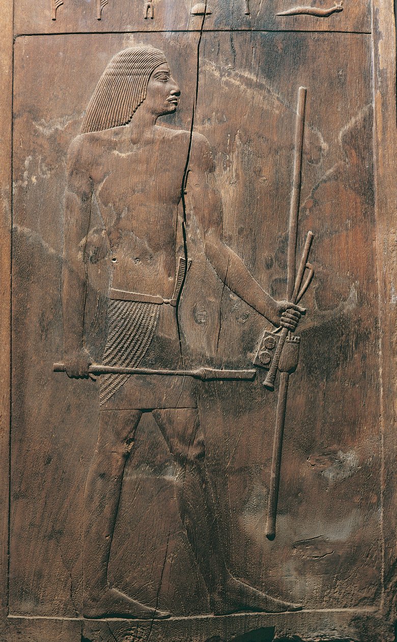 Panel zobrazující zesnulého z hrobky Hesira v Sakkáře, Egypt, Stará říše, dynastie III, 2650-2150 př. (nízký reliéf) od Egyptian 3rd Dynasty