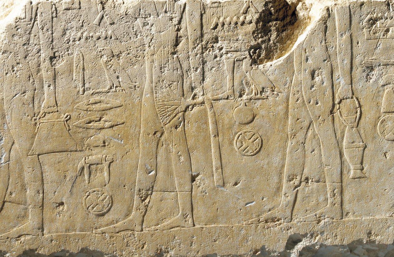 Detail reliéfního fragmentu Pehenuka, Stará říše od Egyptian 5th Dynasty