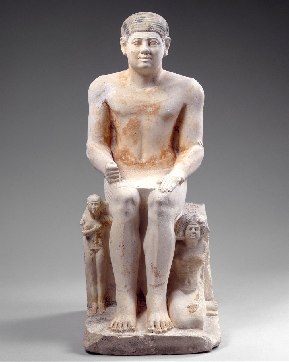 Nikare se svou ženou a dcerou, kolem 2420-2389 př. (malovaný vápenec) od Egyptian 5th Dynasty