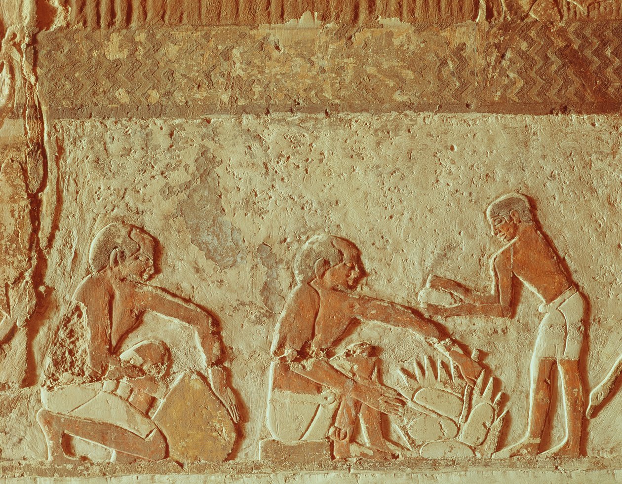Reliéf zobrazující výrobu a pečení chleba, Stará říše (nástěnná malba) od Egyptian 5th Dynasty