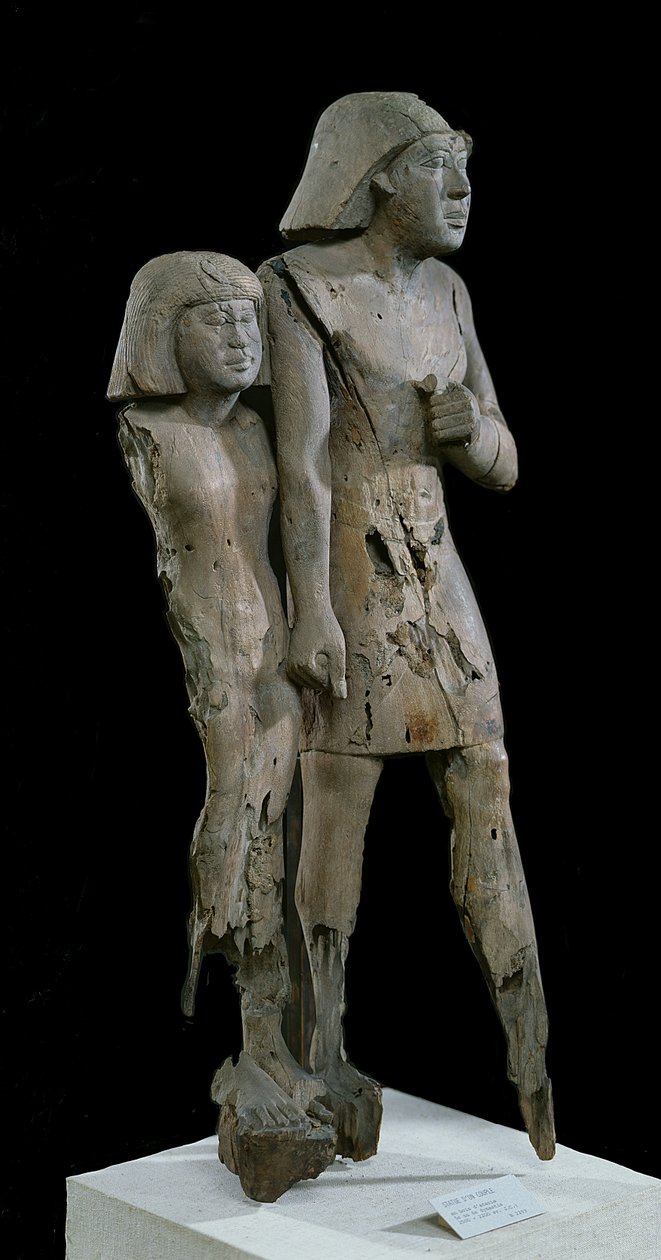 Anonymní pár známý jako Memphis Couple, Old Kingdom (akáciové dřevo) (viz také 105656) od Egyptian 6th Dynasty