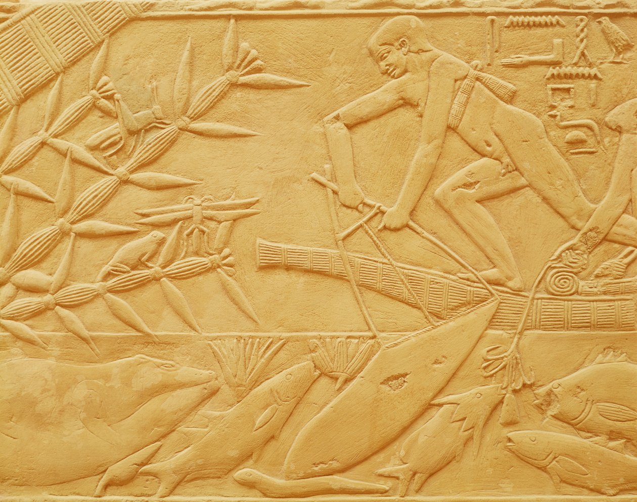 Rybářská scéna, z Mastaba z Kagemni, Stará říše (vápenec) od Egyptian 6th Dynasty