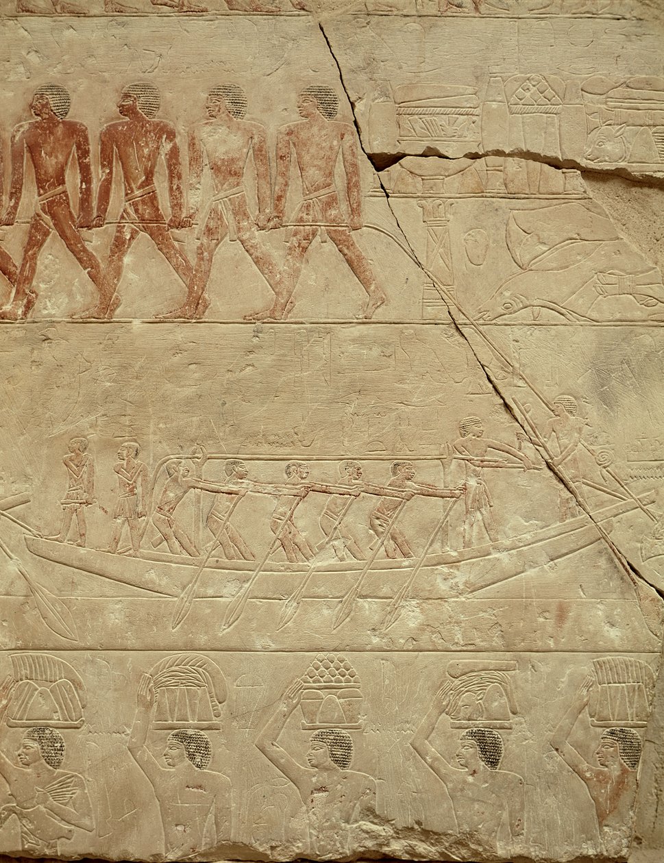 Tažení člunu, z Mastaba z Mereruky, Stará říše (malovaný vápenec) od Egyptian 6th Dynasty