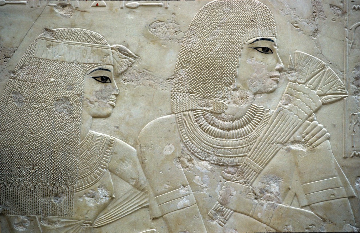 Starověký Egypt, malba/řezba, Ramose a jeho žena, guvernér Théb, Údolí šlechticů, Ramoseho hrobka od Egyptian Egyptian