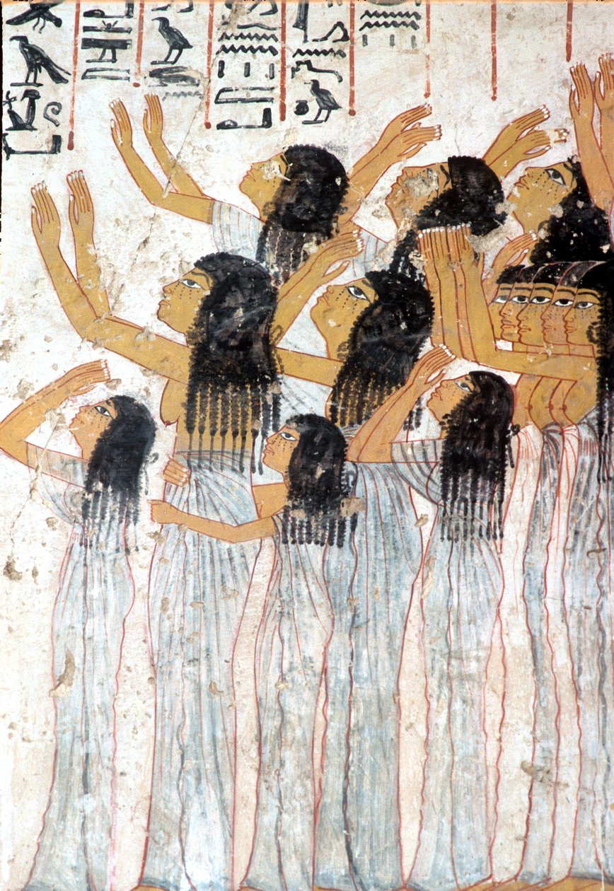 Starověký Egypt, malba, freska, naříkající ženy v pohřebním průvodu, Ramosova hrobka, Théby od Egyptian Egyptian