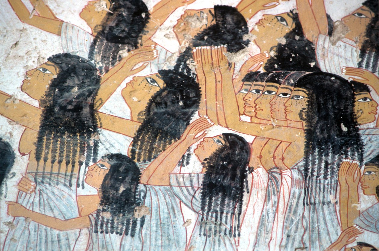 Starověký Egypt, malba, naříkající ženy v pohřebním průvodu, Ramosova hrobka, Údolí šlechticů, Théby od Egyptian Egyptian