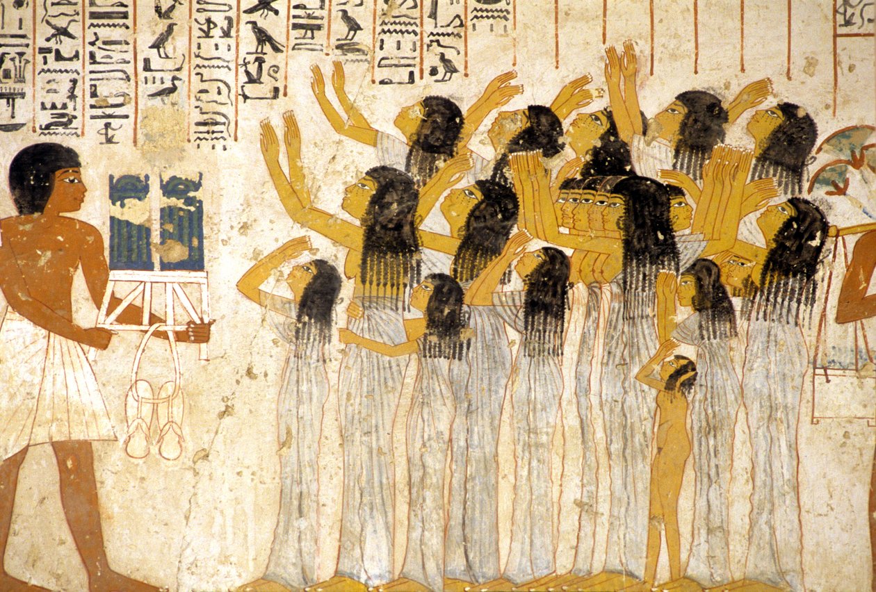Starověký Egypt, Malba/freska, Kvílící ženy v pohřebním průvodu, Ramoseho hrobka, Théby, Údolí šlechticů od Egyptian Egyptian