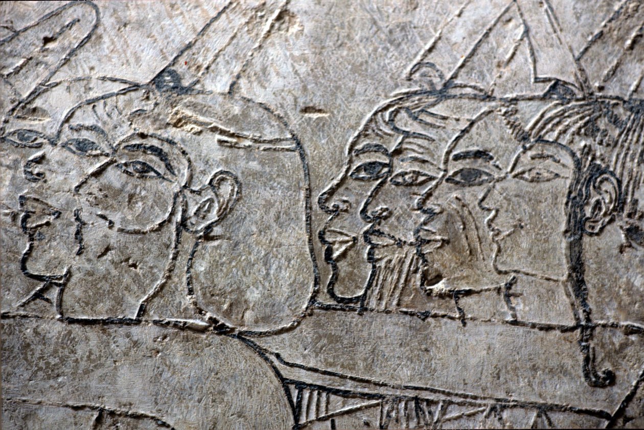Starověký Egypt, nástěnná malba, asijští zajatci, amarnský styl, Ramoseho hrobka, Údolí šlechticů, Théby od Egyptian Egyptian
