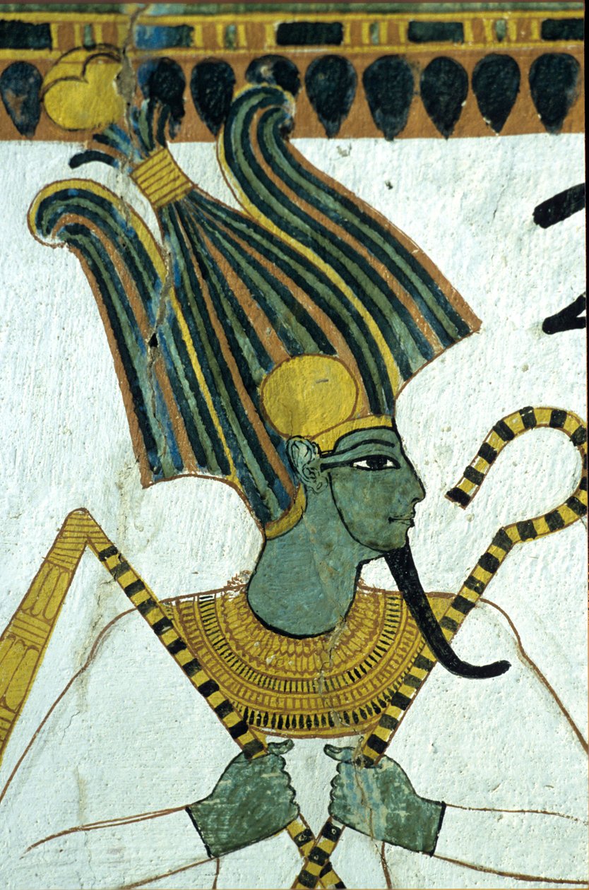 Starověký Egypt, Nástěnná malba, , Osiris, Pán podsvětí, Hrobka Sennedjem, Théby, Deir el Medina od Egyptian Egyptian